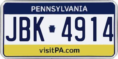 PA license plate JBK4914