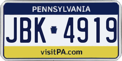 PA license plate JBK4919
