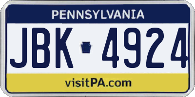 PA license plate JBK4924
