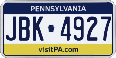 PA license plate JBK4927