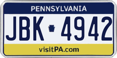 PA license plate JBK4942