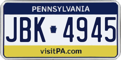 PA license plate JBK4945