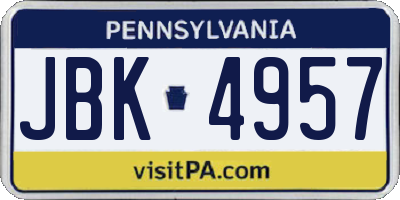 PA license plate JBK4957