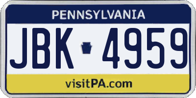 PA license plate JBK4959