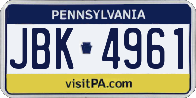 PA license plate JBK4961