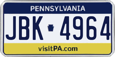 PA license plate JBK4964