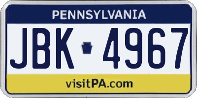 PA license plate JBK4967