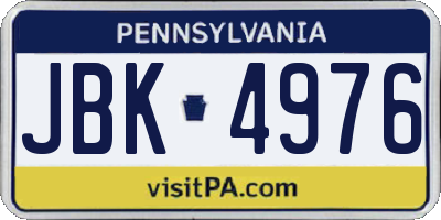 PA license plate JBK4976