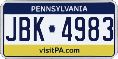 PA license plate JBK4983