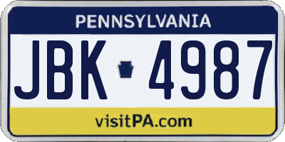 PA license plate JBK4987