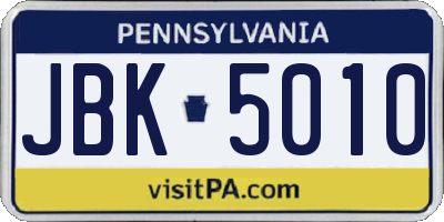 PA license plate JBK5010