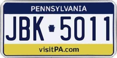 PA license plate JBK5011