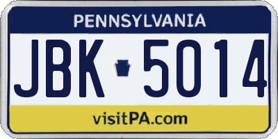 PA license plate JBK5014