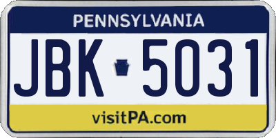 PA license plate JBK5031