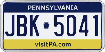 PA license plate JBK5041