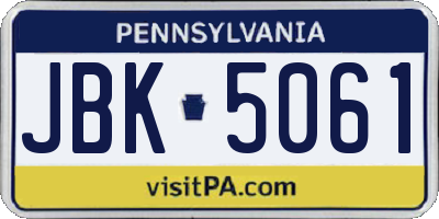 PA license plate JBK5061