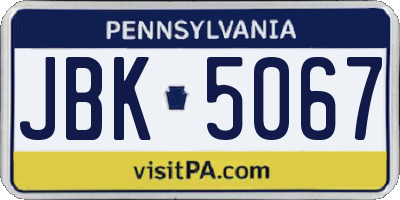 PA license plate JBK5067