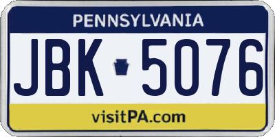 PA license plate JBK5076