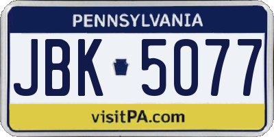 PA license plate JBK5077