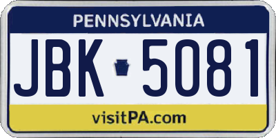 PA license plate JBK5081