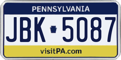 PA license plate JBK5087