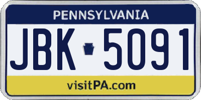 PA license plate JBK5091