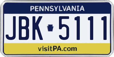 PA license plate JBK5111