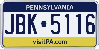 PA license plate JBK5116