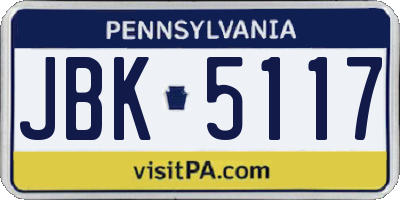 PA license plate JBK5117