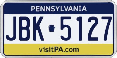PA license plate JBK5127