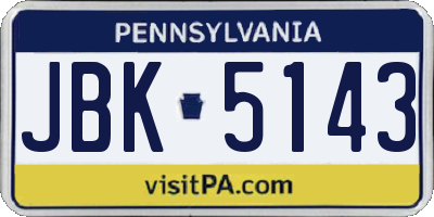 PA license plate JBK5143