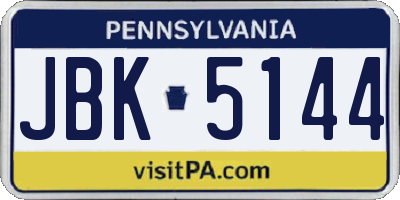 PA license plate JBK5144