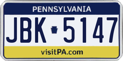 PA license plate JBK5147