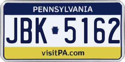 PA license plate JBK5162