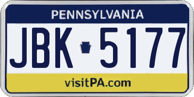 PA license plate JBK5177