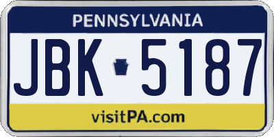 PA license plate JBK5187