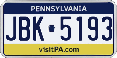 PA license plate JBK5193