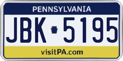 PA license plate JBK5195