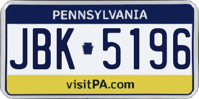 PA license plate JBK5196