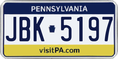 PA license plate JBK5197
