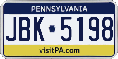 PA license plate JBK5198