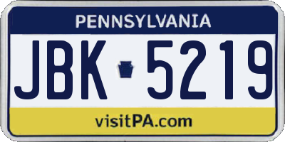 PA license plate JBK5219