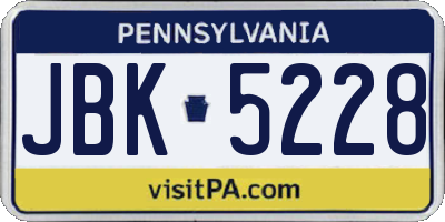 PA license plate JBK5228