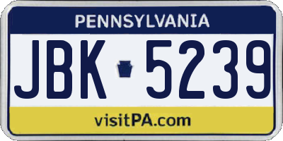PA license plate JBK5239