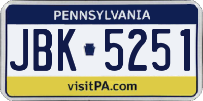 PA license plate JBK5251