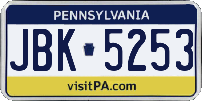 PA license plate JBK5253