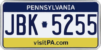 PA license plate JBK5255