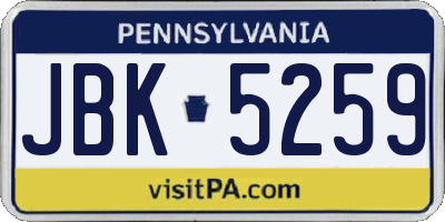 PA license plate JBK5259