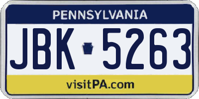 PA license plate JBK5263