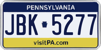PA license plate JBK5277